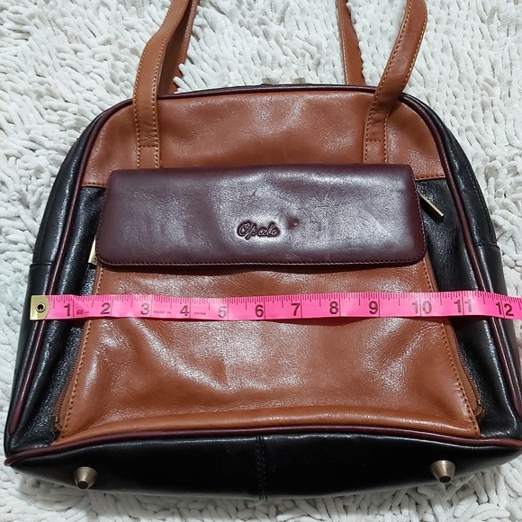 Opale brown & black leather shoulder bag - Picture 3 of 11